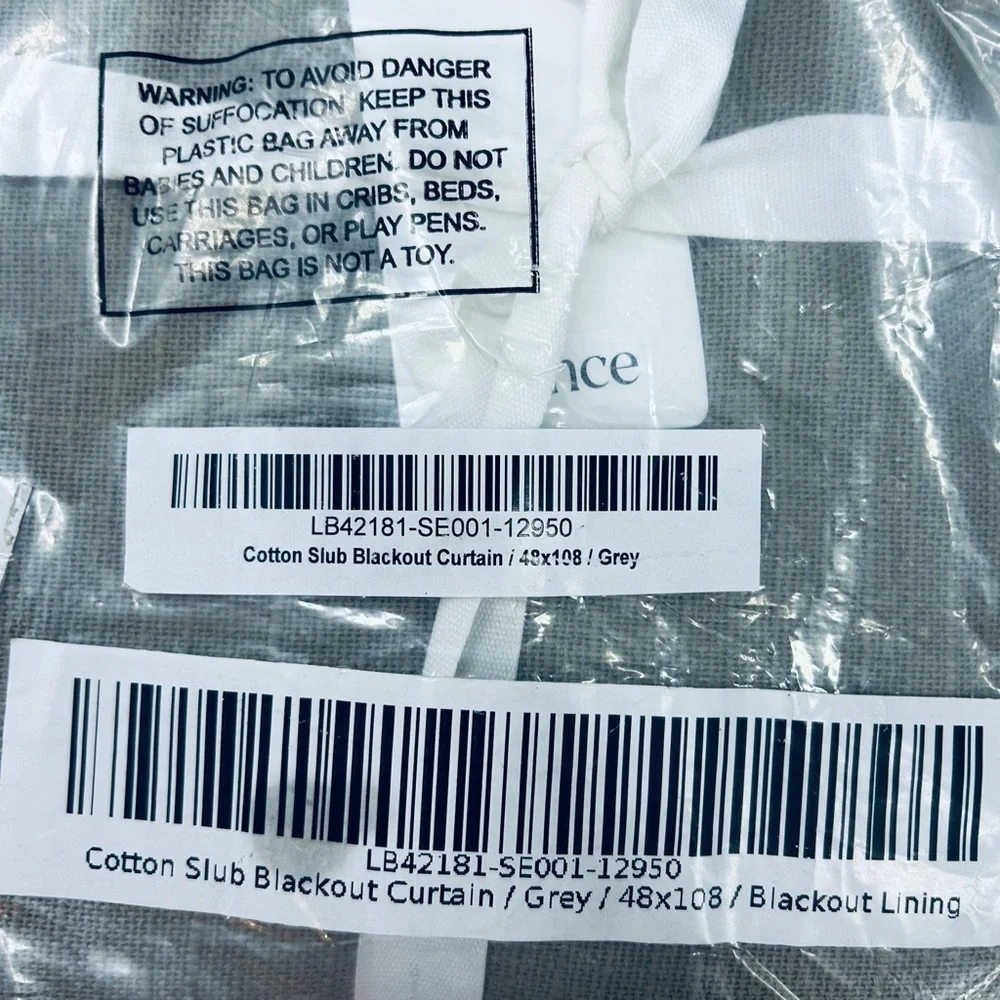 NWT QUINCE 48x108 Cotton Slub Room Darkening Curtain Grey 4076